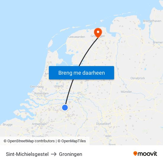 Sint-Michielsgestel to Groningen map