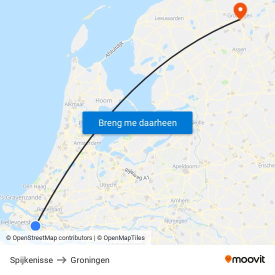 Spijkenisse to Groningen map