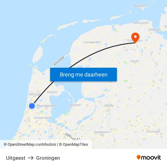 Uitgeest to Groningen map