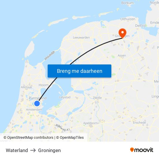 Waterland to Groningen map