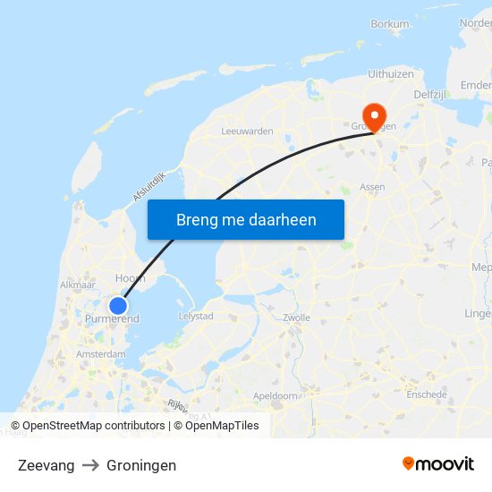 Zeevang to Groningen map