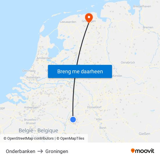 Onderbanken to Groningen map