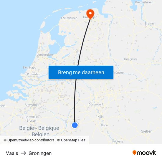 Vaals to Groningen map