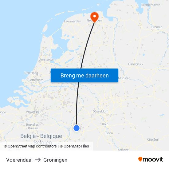 Voerendaal to Groningen map