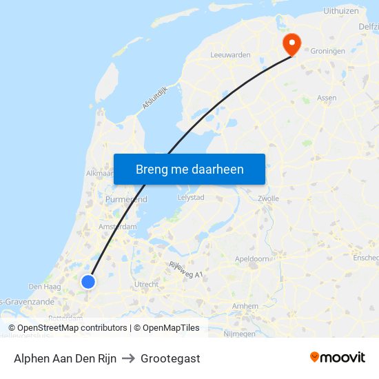 Alphen Aan Den Rijn to Grootegast map