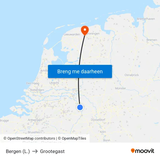 Bergen (L.) to Grootegast map
