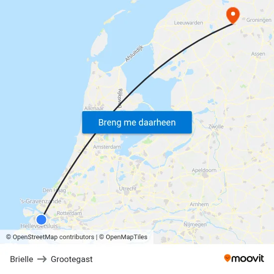 Brielle to Grootegast map