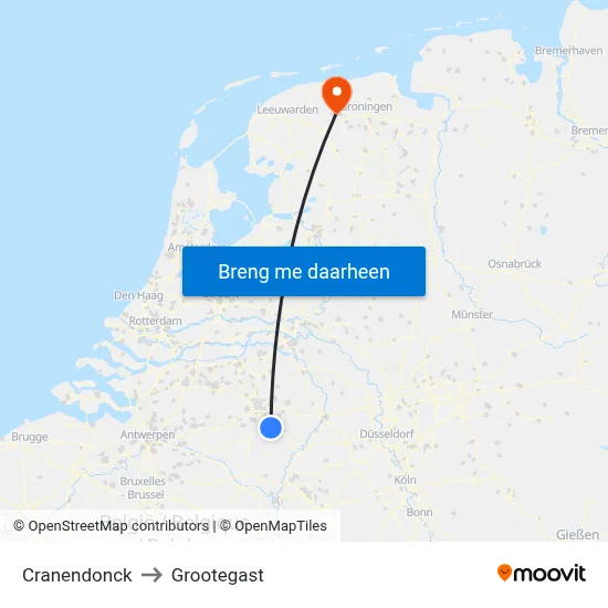Cranendonck to Grootegast map