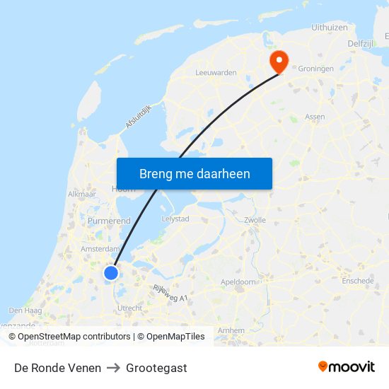De Ronde Venen to Grootegast map