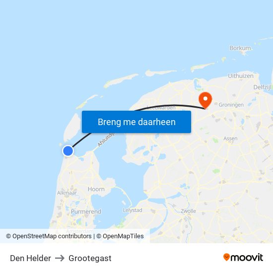 Den Helder to Grootegast map