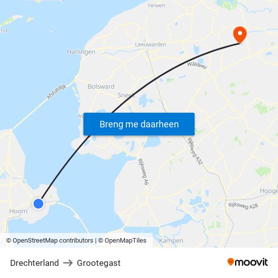 Drechterland to Grootegast map