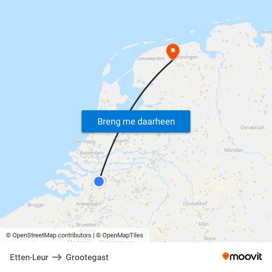 Etten-Leur to Grootegast map