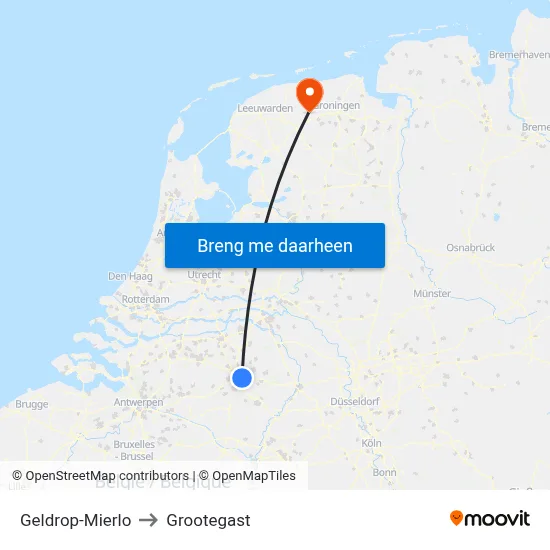 Geldrop-Mierlo to Grootegast map