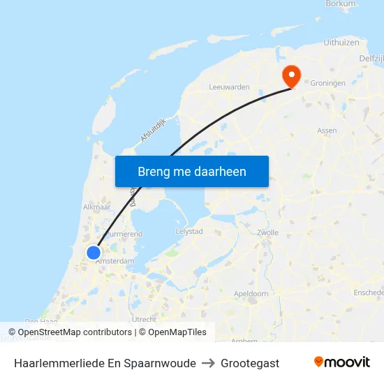 Haarlemmerliede En Spaarnwoude to Grootegast map