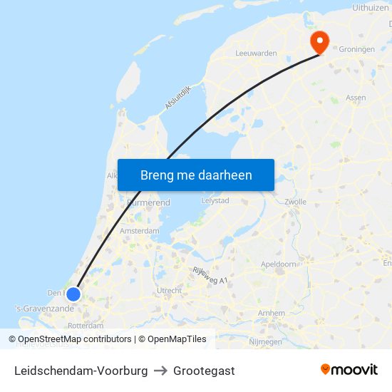 Leidschendam-Voorburg to Grootegast map