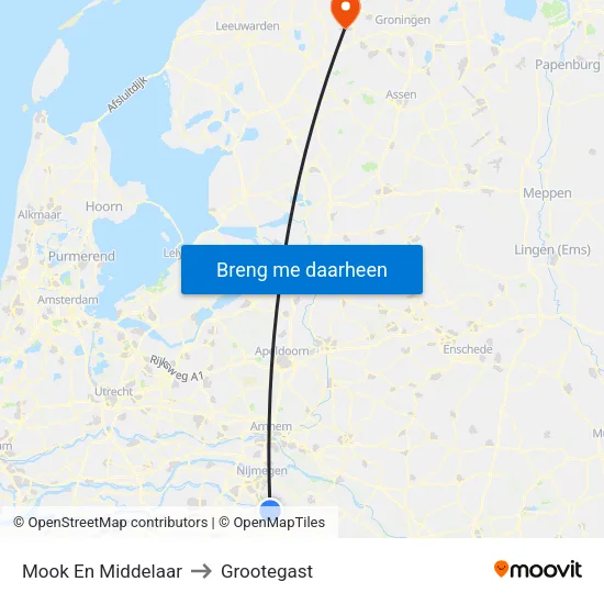 Mook En Middelaar to Grootegast map