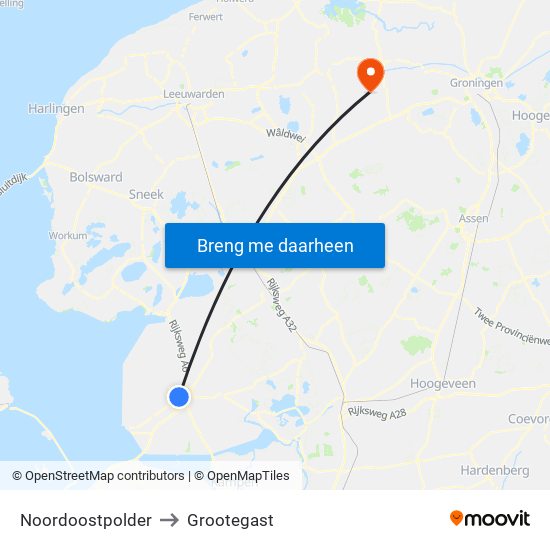 Noordoostpolder to Grootegast map