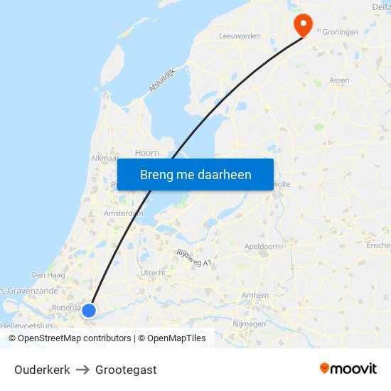 Ouderkerk to Grootegast map