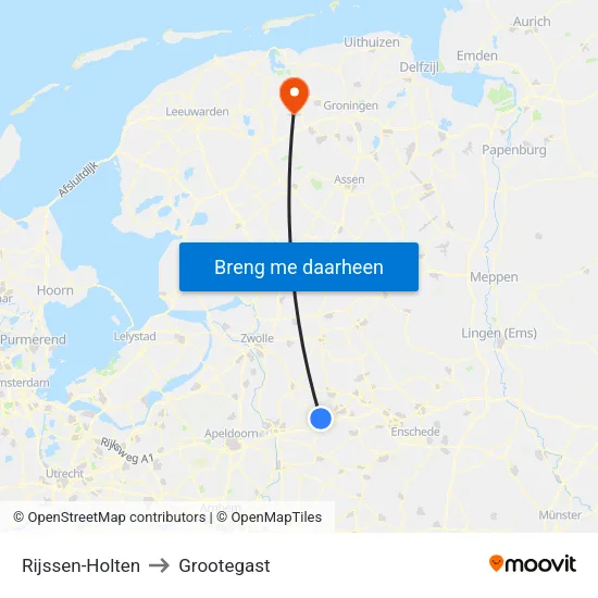 Rijssen-Holten to Grootegast map