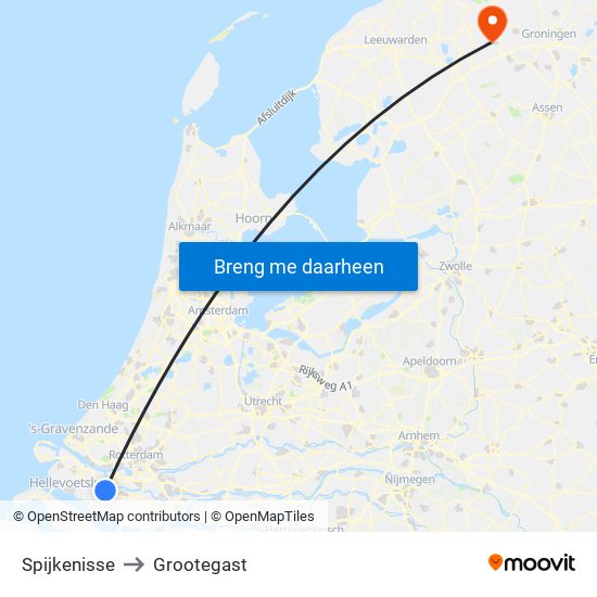 Spijkenisse to Grootegast map