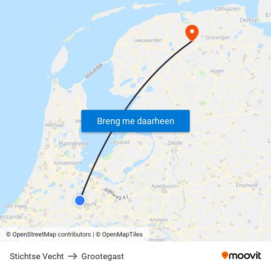 Stichtse Vecht to Grootegast map