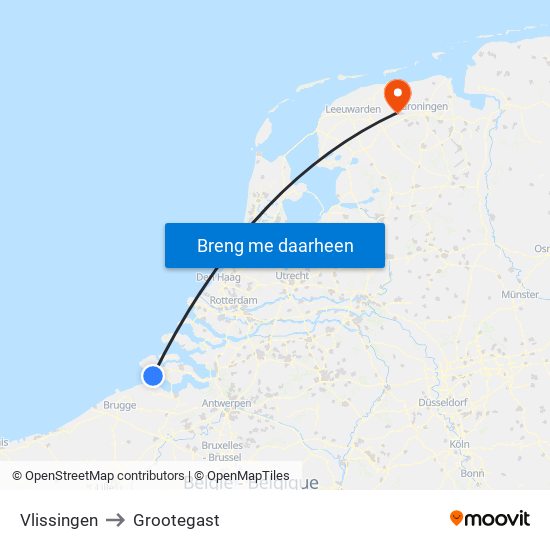 Vlissingen to Grootegast map