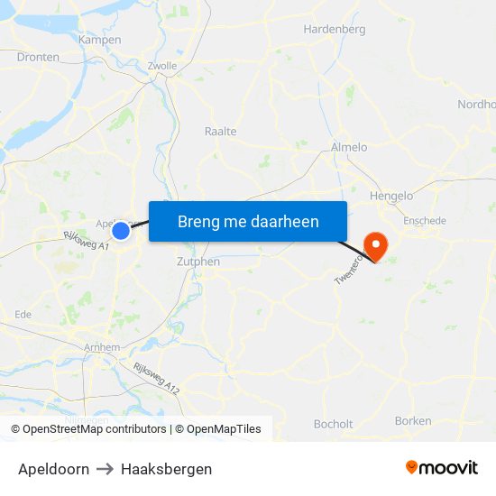 Apeldoorn to Haaksbergen map