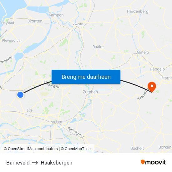 Barneveld to Haaksbergen map