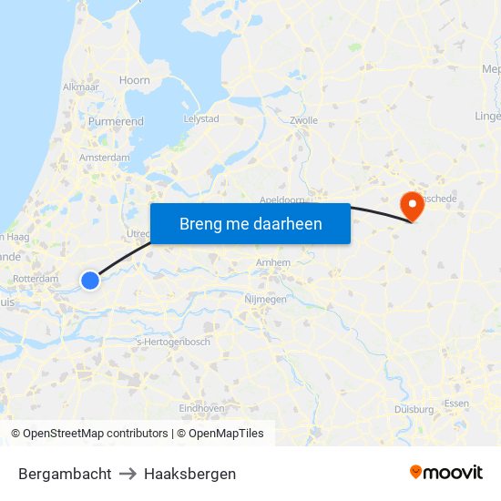 Bergambacht to Haaksbergen map