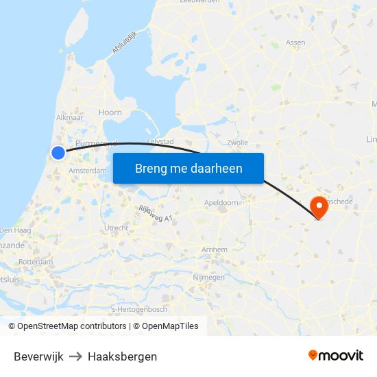 Beverwijk to Haaksbergen map