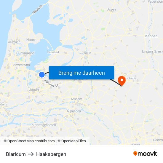 Blaricum to Haaksbergen map