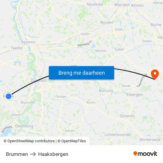 Brummen to Haaksbergen map