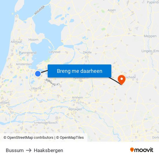 Bussum to Haaksbergen map