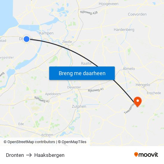 Dronten to Haaksbergen map