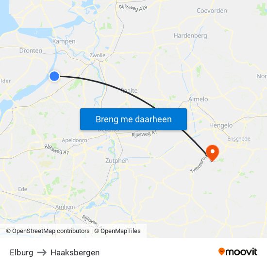Elburg to Haaksbergen map