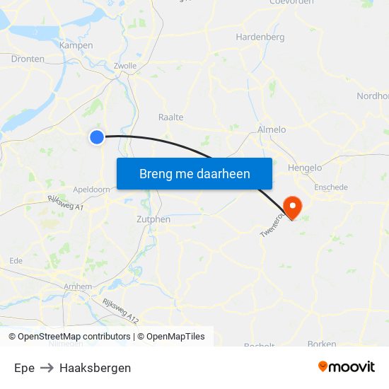 Epe to Haaksbergen map