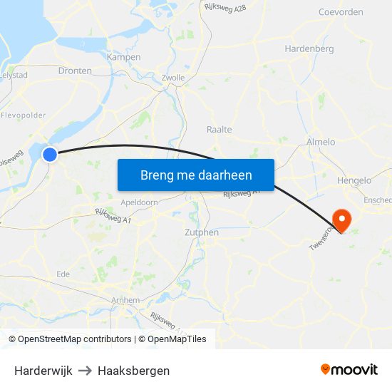 Harderwijk to Haaksbergen map