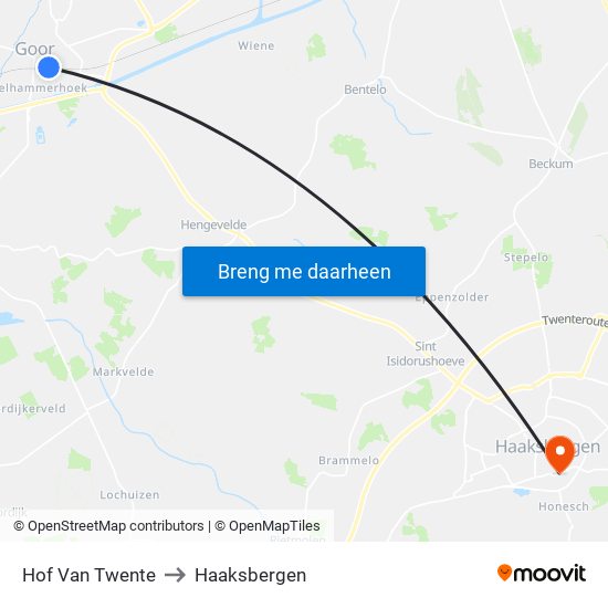 Hof Van Twente to Haaksbergen map