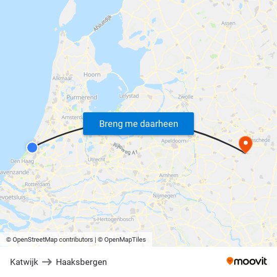 Katwijk to Haaksbergen map