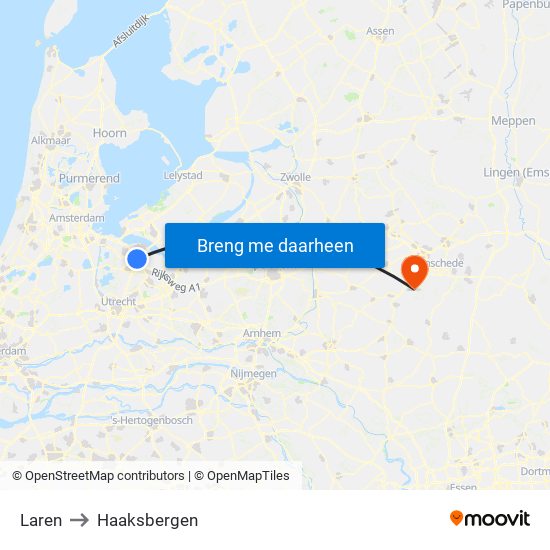 Laren to Haaksbergen map