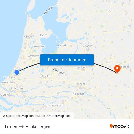 Leiden to Haaksbergen map