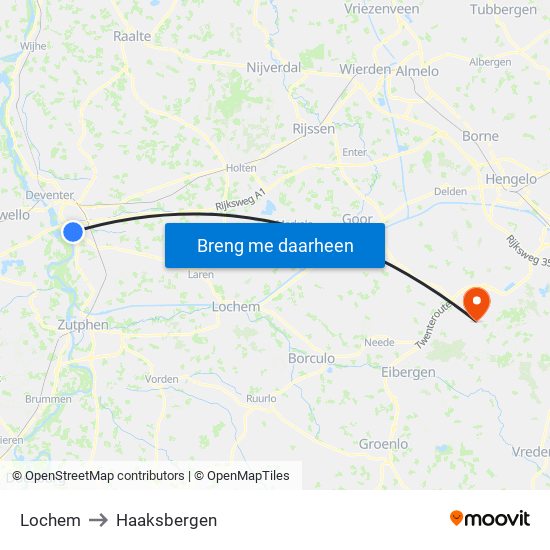 Lochem to Haaksbergen map