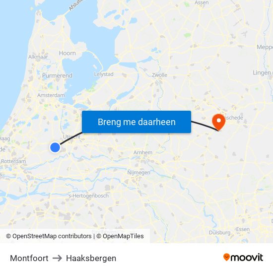 Montfoort to Haaksbergen map