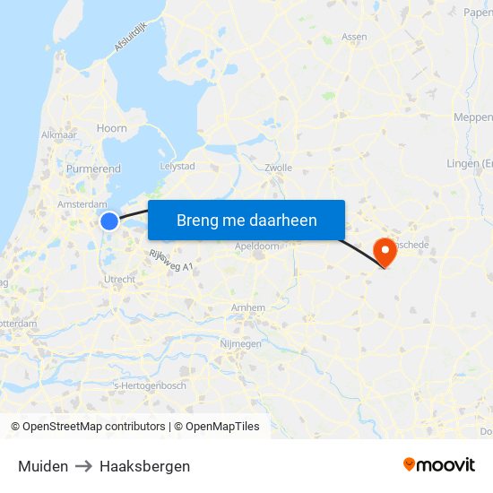 Muiden to Haaksbergen map