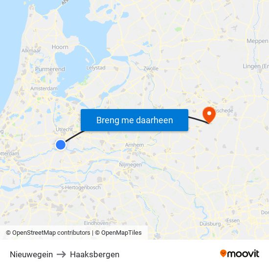 Nieuwegein to Haaksbergen map