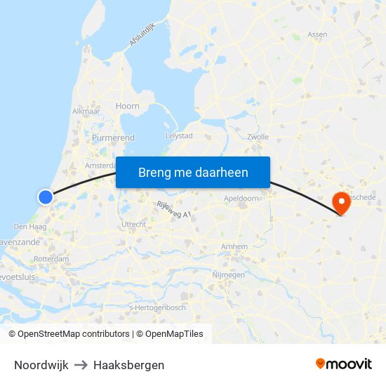 Noordwijk to Haaksbergen map