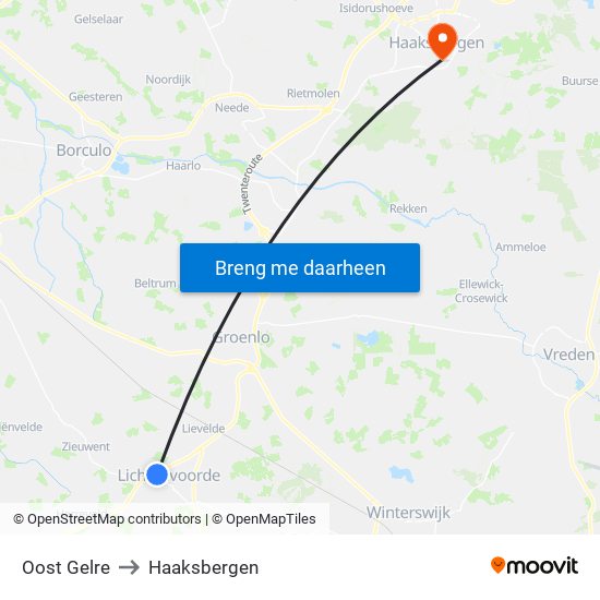 Oost Gelre to Haaksbergen map