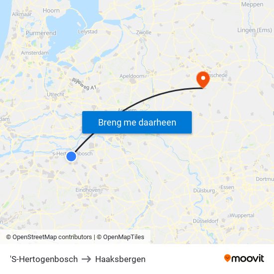 'S-Hertogenbosch to Haaksbergen map