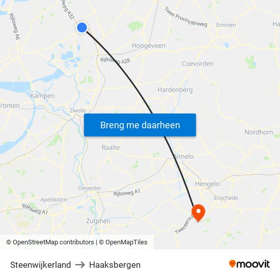 Steenwijkerland to Haaksbergen map