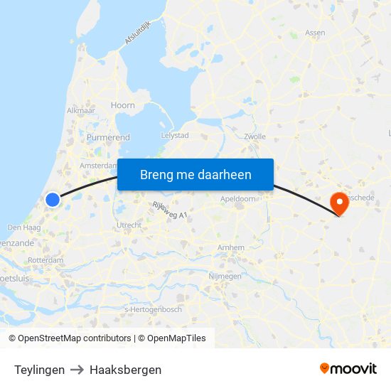 Teylingen to Haaksbergen map